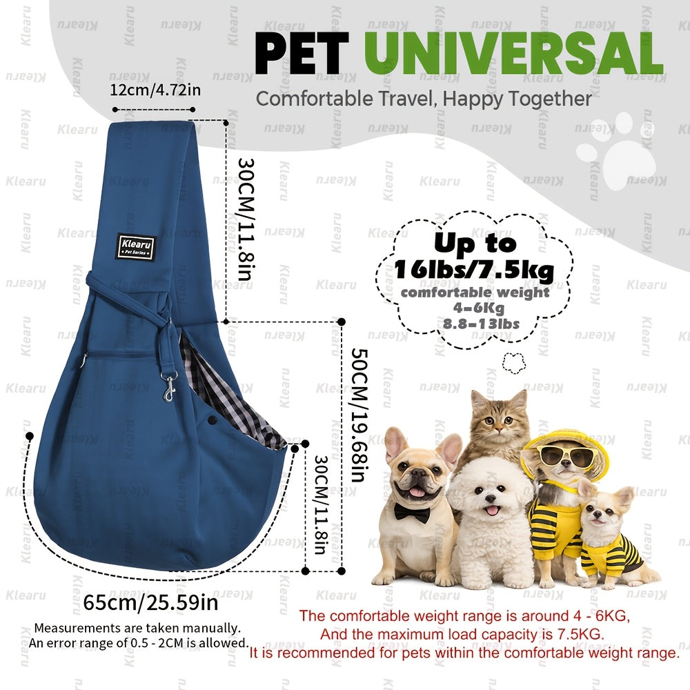 Pet Sling Carrier Bag for Cats & Dogs up to 14 lbs - Small Dog Cat Crossbody Shoulder Bag with Zipper Pocket - Hands-Free Outdoor Travel Pet Carrier Sling for Cats Dogs - Halloween Christmas Pet Gift