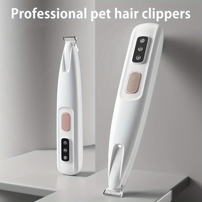 Multifunctional Pet Hair Clipper with LED Light USB Rechargeable - Low Noise Electric Dog & Cat Grooming Trimmer for Paw, Eyes, Ears, Face & Butt, Precision Cordless Pet Fur Remover for At-Home Grooming