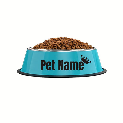 Personalized Stainless Steel Dog & Cat Bowl - Custom Engraved Pet Name Bowl with Paw Print Heart Crown Design, Anti-Tip Non-Slip, 200ml/400ml/1000ml, Food & Water Dish Gift