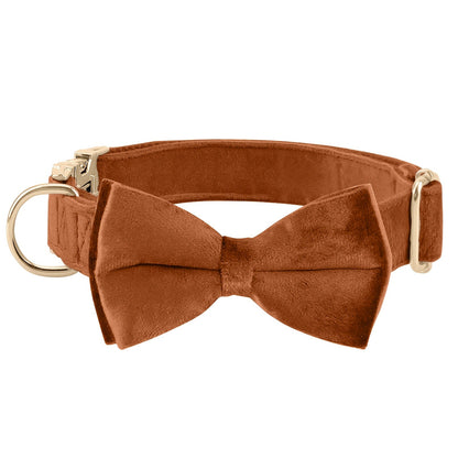 Dog Bowtie Collar Velvet Adjustable with Metal Buckle - Cute Puppy Bow Tie Collar S-XL for Small Medium Large Dogs, 12 Colors, Durable Elegant Dog Gift