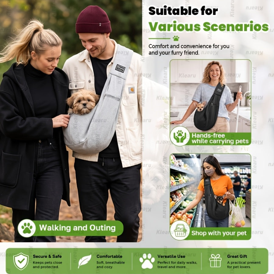 Pet Sling Carrier Bag for Cats & Dogs up to 14 lbs - Small Dog Cat Crossbody Shoulder Bag with Zipper Pocket - Hands-Free Outdoor Travel Pet Carrier Sling for Cats Dogs - Halloween Christmas Pet Gift