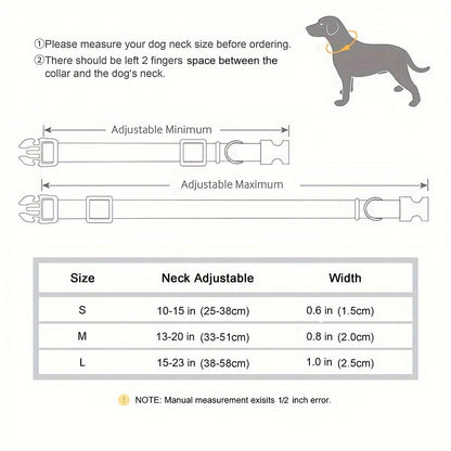 Customizable Nylon Dog Collar with Quick-Dry Diving Cloth Lining – Soft Comfortable Durable Collar for Small Medium Large Dogs – Personalized ID Info Dog Collar for Daily Walking & Outdoor Activities