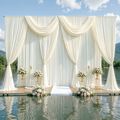 4-Pack 5×10 ft Polyester Spandex Backdrop Curtains with Pole Bags – Wrinkle-Resistant Photography Background for Wedding Birthday Banquet & Party in 15 Colors