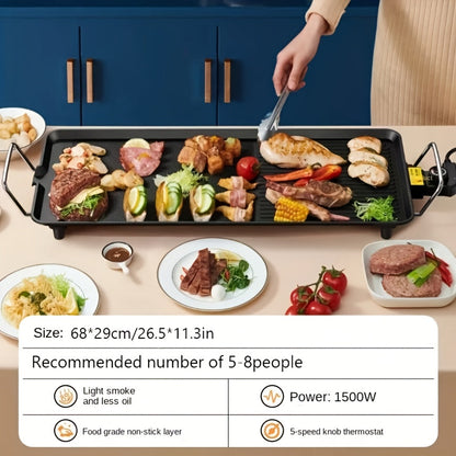 Household Smokeless Electric Grill - Extra-Large Non-Stick Roasting Pan, Adjustable Temperature & Drip Tray - Multifunctional Indoor & Outdoor BBQ - Medium, Large & Extended - Holiday Gift