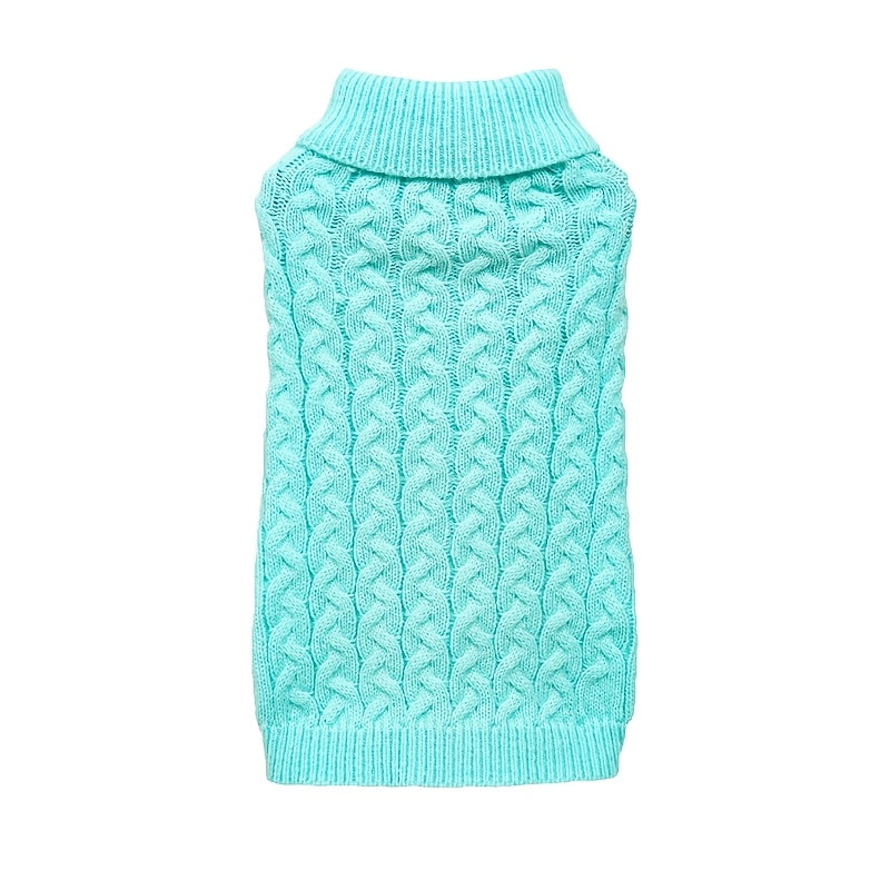 Casual Twist Knit Dog Sweater - Elastic Solid Color Two-Leg Comfortable Pullover for Small Dogs, Teddy & Bichon Dog Clothes, 8 Colors & 5 Sizes XS-XL (White/Burgundy/Grey/Blue/Pink & More)