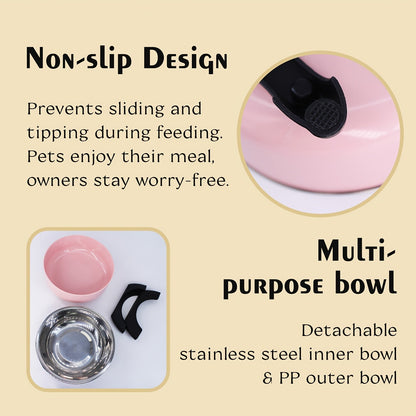 Personalized Stainless Steel Elevated Pet Bowl for Small Dogs – Anti-Slip Raised Feeder with Custom Name & Pattern, Neck Protection Design, Easy Clean Dog Food Water Dish