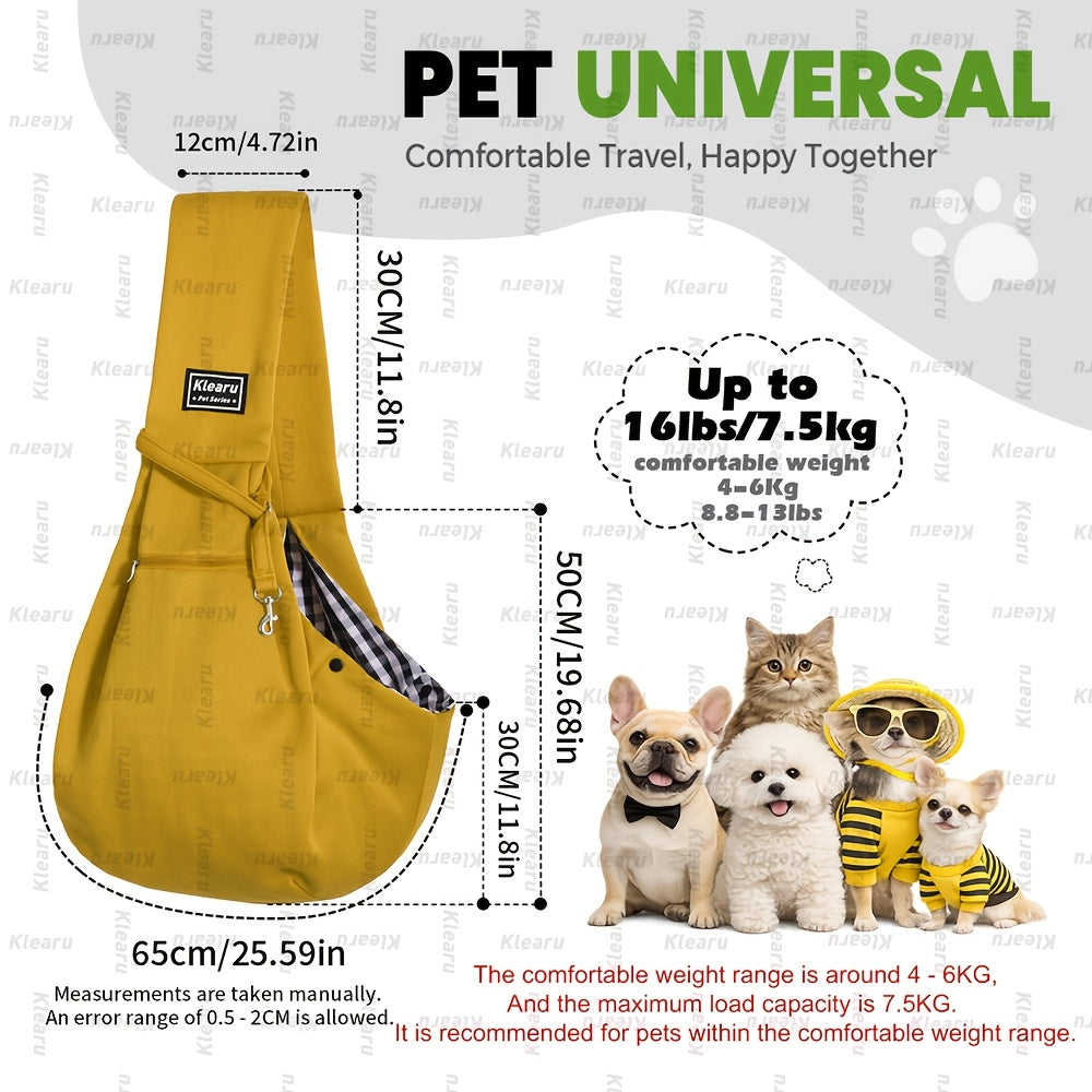 Pet Sling Carrier Bag for Cats & Dogs up to 14 lbs - Small Dog Cat Crossbody Shoulder Bag with Zipper Pocket - Hands-Free Outdoor Travel Pet Carrier Sling for Cats Dogs - Halloween Christmas Pet Gift