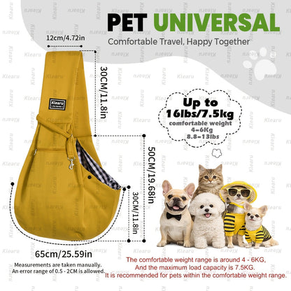 Pet Sling Carrier Bag for Cats & Dogs up to 14 lbs - Small Dog Cat Crossbody Shoulder Bag with Zipper Pocket - Hands-Free Outdoor Travel Pet Carrier Sling for Cats Dogs - Halloween Christmas Pet Gift