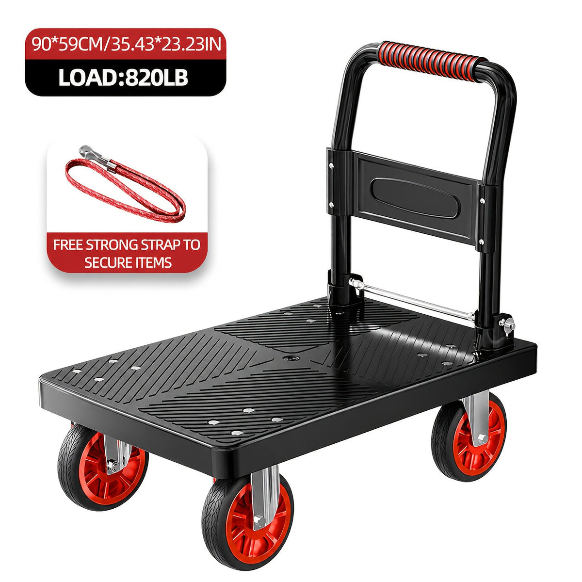 Heavy Duty Folding Platform Cart & Hand Truck with Strap - 190lb to 900lb Capacity Options, Silent Warehouse & Industrial Models for Moving, Warehouse, Garden & Holiday Use
