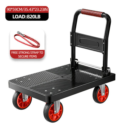 Heavy Duty Folding Platform Cart & Hand Truck with Strap - 190lb to 900lb Capacity Options, Silent Warehouse & Industrial Models for Moving, Warehouse, Garden & Holiday Use