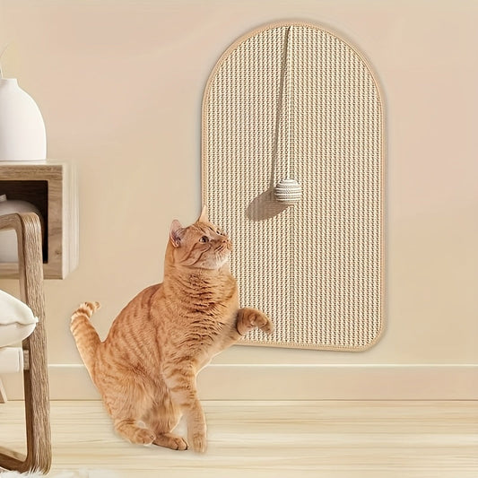 Sisal Cat Scratching Pad Durable Sofa-Safe Scratch Board with Interactive Toy for Cats – Natural Sisal Cat Scratch Mat for Indoor Cats to Protect Furniture Couch and Carpet