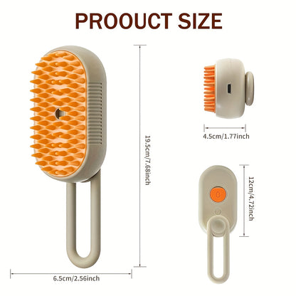 3-in-1 Rechargeable Cat Steam Brush Self-Cleaning Grooming Comb with Steaming Technology for Cats Detangle Shedding Removal Spray System USB Rechargeable Pet Grooming Tool