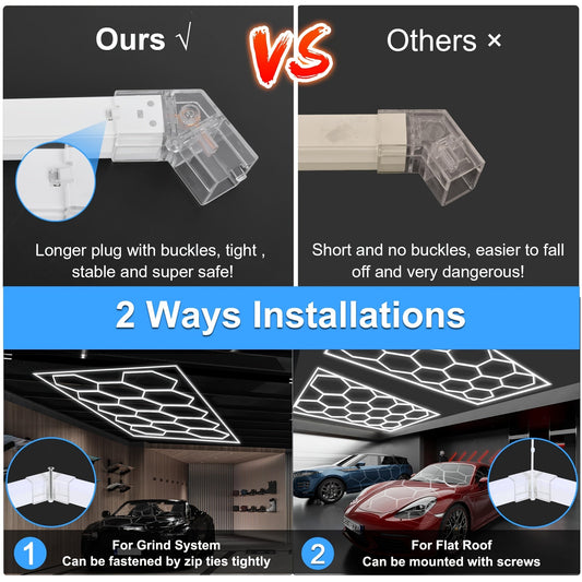 Hexagon LED Garage Light 26400LM Super Bright 25-Pack Ceiling Shop Light for Garage Workshop Warehouse Gym Basement & Car Detailing – Updated Bigger Size, Linkable, Energy Efficient