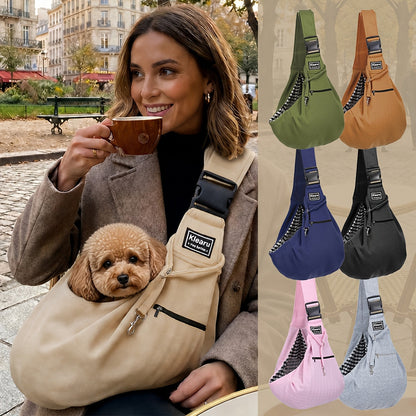 Pet Crossbody Shoulder Bag & Backpack for Small to Medium Dogs & Cats - Foldable Outdoor Travel Pet Carrier, Breathable Adjustable Strap, Up to 16lb/7.5kg, 12 Colors, Bonus Sticker Set Options