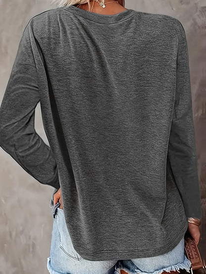 2 Pack Women Long Sleeve T-Shirts Solid Round Neck Casual Basic Layering Tops Spring Fall Shirt Pink Gray Blue Green Khaki S M L XL XXL