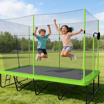 10 x 17 FT Rectangular Trampoline with Enclosure Net – ASTM F2225 Certified, 352 lb Capacity, Reinforced Welded Base, Superior Bounce for Family Gymnastics & Athletic Training