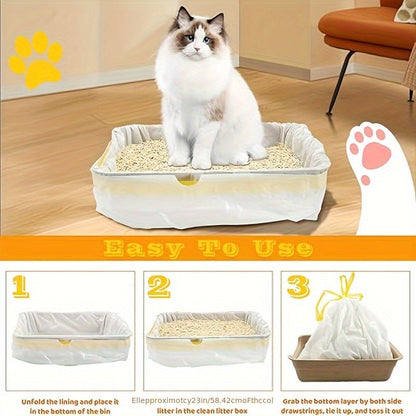 Cat Litter Box Liners 21-Pack (3 Rolls) – Extra Thick Jumbo Drawstring Litter Bags 37" x 18", Heavy-Duty Litter Box Liners for Large Automatic & Sifting Litter Boxes, Leak-Proof Cat Litter Garbage Bags