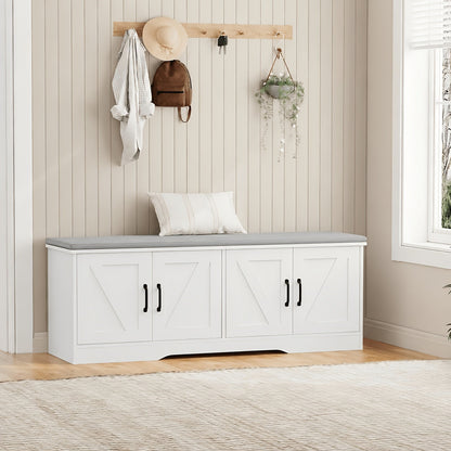Entryway Storage Bench with Hidden Shoe Storage & Padded Seat, Removable Shelves for Boots Heels Sneakers, Shoe Cabinet Bench for Mudroom Hallway Bedroom Apartment, Family Organizer Furniture