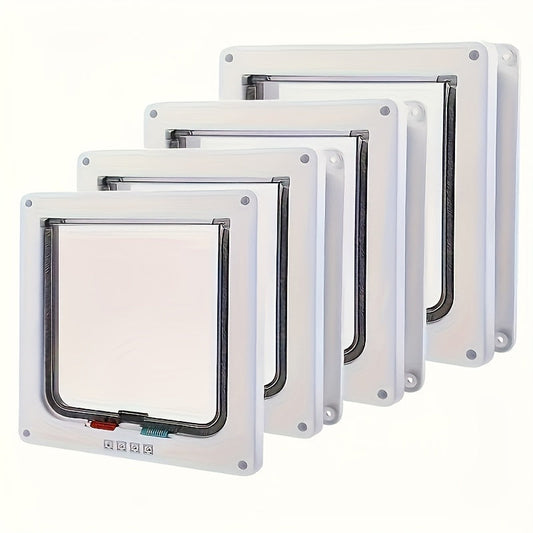 Pet Door for Cats & Dogs 4-Way Locking Weatherproof Flap Door ABS Durable Easy Install Interior Exterior Wall Door Insert White Black M L XL Sizes Available