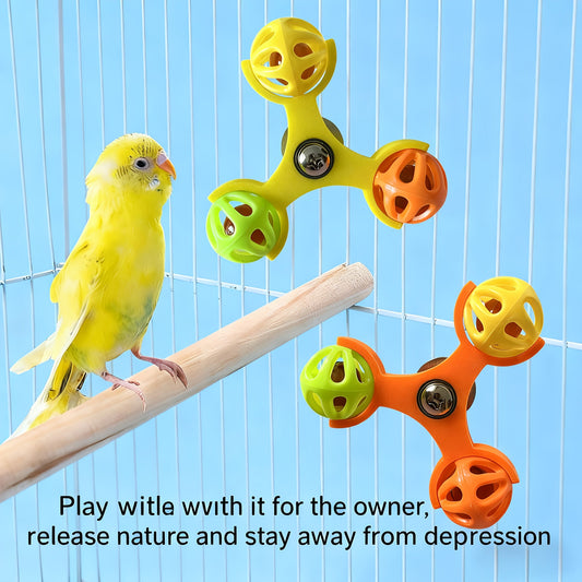Parrot Rotating Bell Toy 360 Degree Spinning Puzzle Enrichment Anti-Boredom Bird Cage Accessory for Budgies Cockatiels Conures Lovebirds Blue Green Yellow Orange Pink