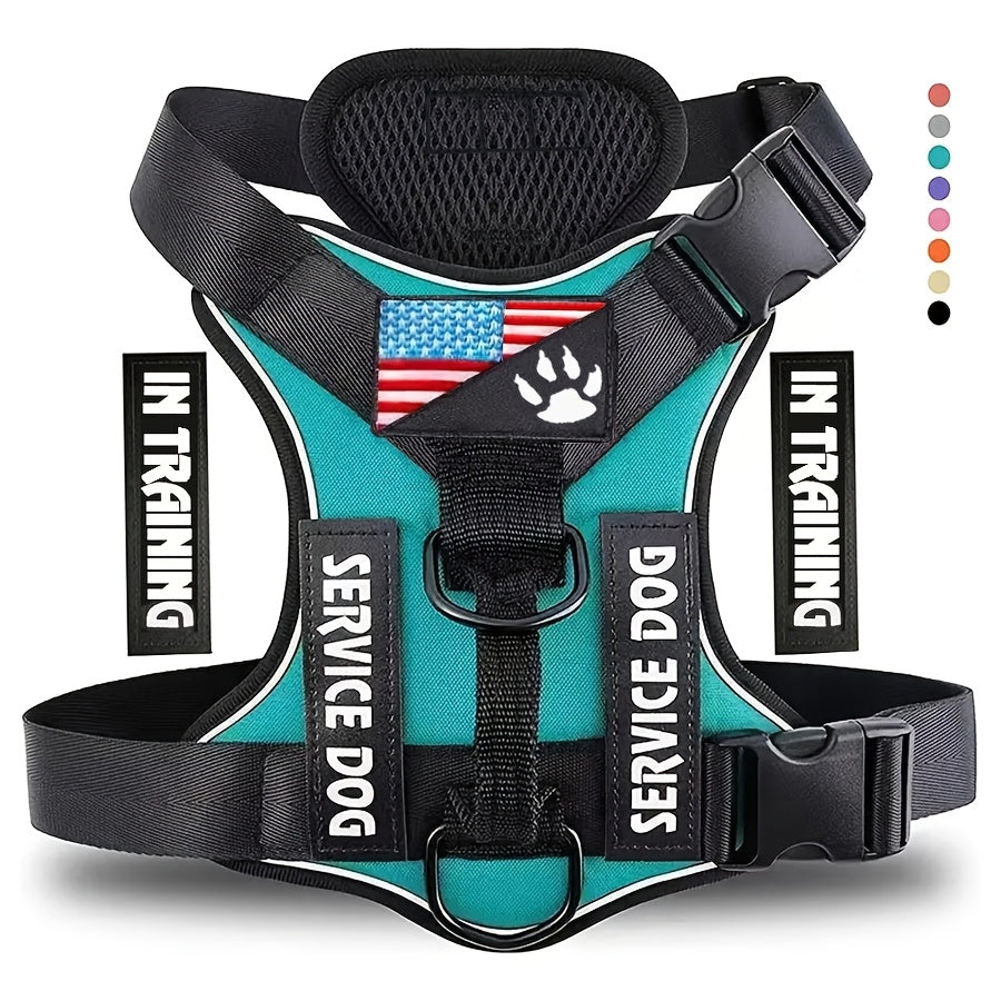 Reflective Dog Harness Vest with 5 Customizable Patches Adjustable Soft Oxford No-Pull Pet Harness with Mesh Lining Easy Control for Small Medium Large Dogs – Escape-Proof Dog Walking Vest Harness