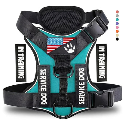 Reflective Dog Harness Vest with 5 Customizable Patches Adjustable Soft Oxford No-Pull Pet Harness with Mesh Lining Easy Control for Small Medium Large Dogs – Escape-Proof Dog Walking Vest Harness