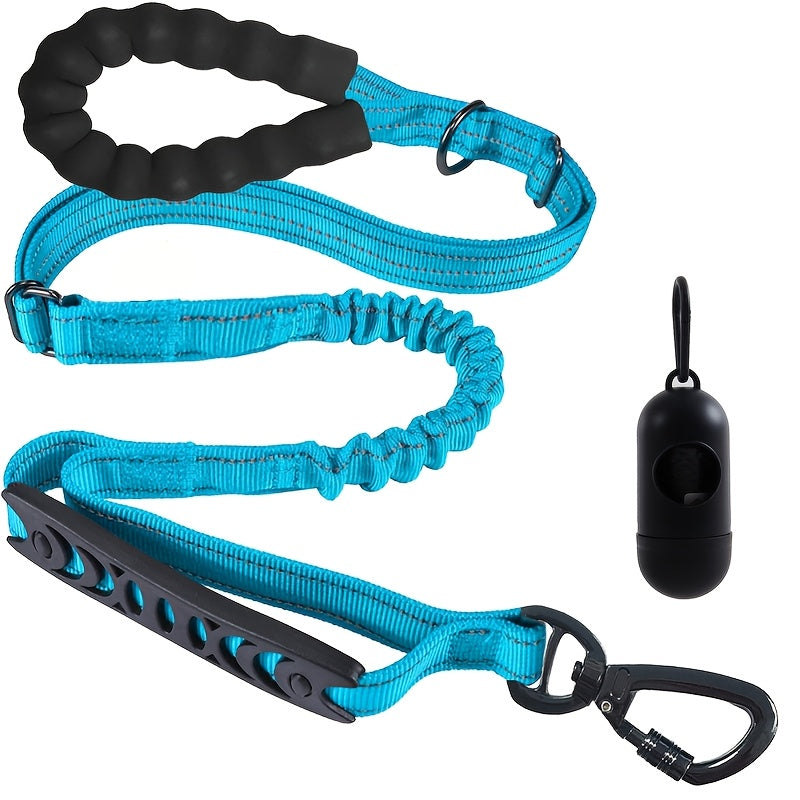 4-in-1 Elastic Dog Leash for Medium Large Dogs Adjustable Bungee Training Leash with Foam Grip Handle Anti-Choke Shock Absorbing – Multifunctional Dog Walking Leash for Hands-Free Jogging and Training