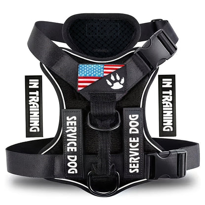 Reflective Dog Harness Vest with 5 Customizable Patches Adjustable Soft Oxford No-Pull Pet Harness with Mesh Lining Easy Control for Small Medium Large Dogs – Escape-Proof Dog Walking Vest Harness