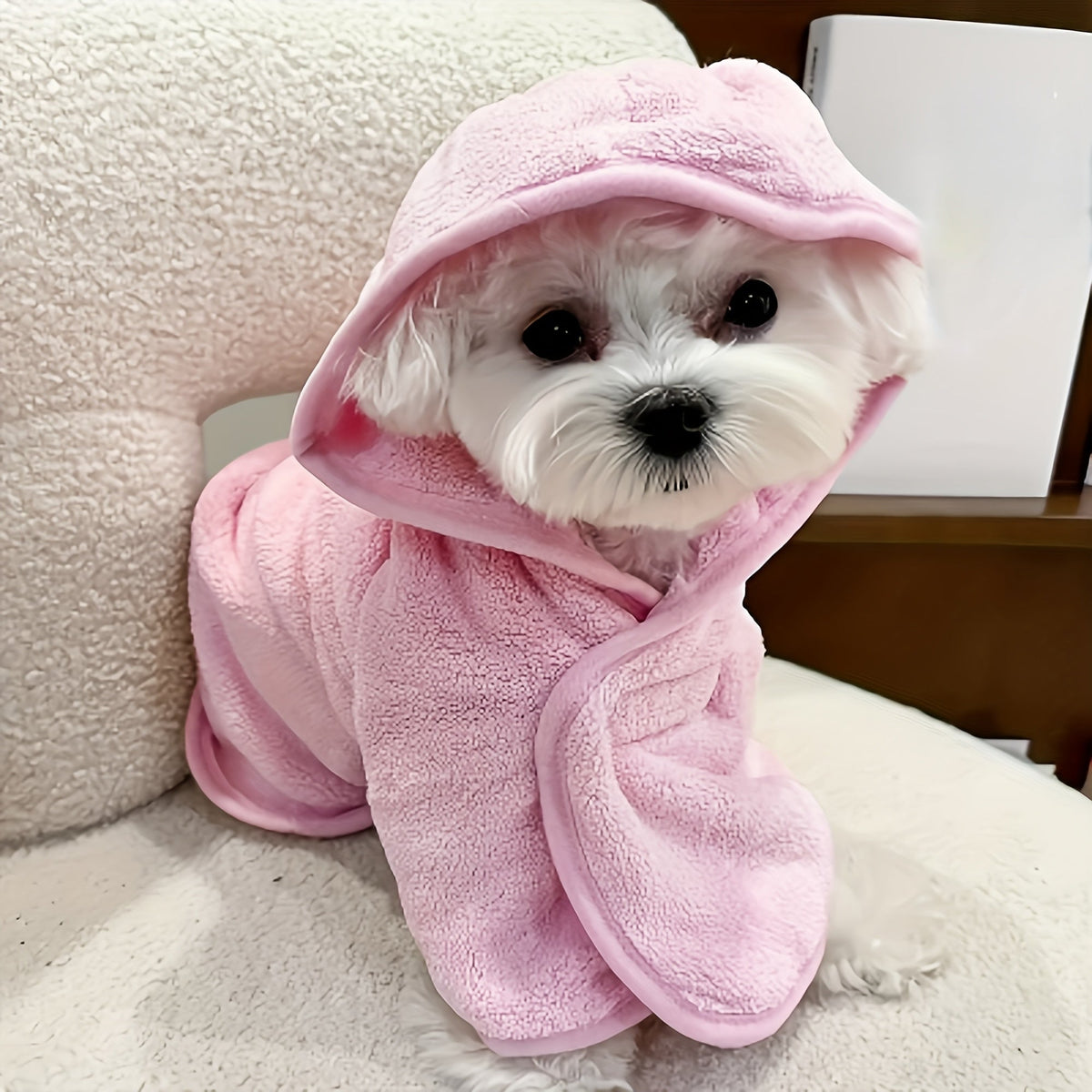 Ultra-Absorbent Pet Bathrobe for Dogs and Cats - Quick-Dry Soft Microfiber Towel Robe with Secure Closure for Small Dogs Cats and Kittens, All-Season Comfort, 6 Colors & Sizes S M L