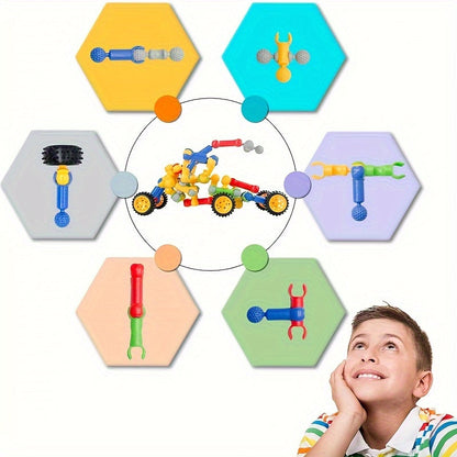 83 Piece STEM Building Blocks Toy for Kids Boys & Girls – Creative Educational Construction Set with Random Colors – Fun Engineering Brick Kit – Birthday & Christmas Gift for Children Ages 3-10