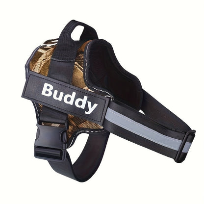 Personalized No-Pull Dog Harness Vest – Reflective Breathable Custom Name Pet Harness for Small to XXL Dogs, Outdoor Walk & Training Vest in 12 Colors Including American Flag & Camo