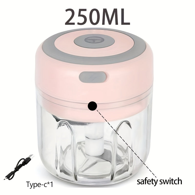 Electric Food Chopper 250ml (8.45oz) - 3 Blades for Chopping, Grinding, Mincing & Whisking - 30W Compact Mini Food Processor - Green, White & Pink