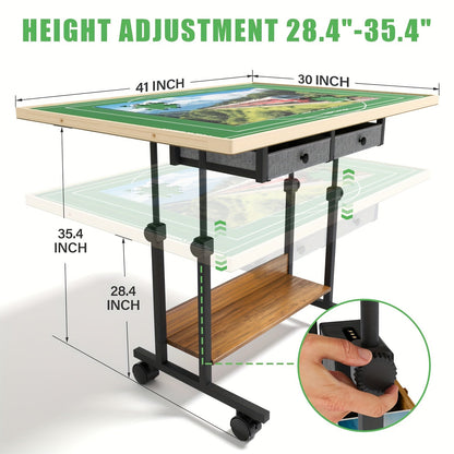 Wooden Puzzle Table with Legs, 6 Drawers & 4 Wheels - 5-Degree Tilting Board, Height Adjustable, Multi-Functional for Jigsaw Puzzles, Chess & Reading, Home Decor Gift (35x26" for 1500 pcs or 41x30" for 2000 pcs)
