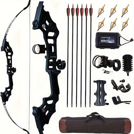 51" Recurve Bow & Arrow Set - 30lb & 40lb Draw, Right-Handed & Ambidextrous, 6 Arrows, Arm Guard & Arrow Rest - Adult Competition & Training - Black, Purple, Red, Orange & Blue
