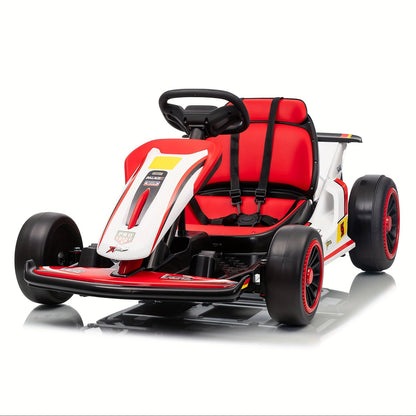 MUKIDY 24V Electric Go-Kart for Kids - 250W Drift Cart for Ages 6-12, All-Terrain EVA Wheels, 5-Point Safety Belt, Soft Start, Music & Horn, Battery Powered Outdoor Ride-On Toy | Best Gift for Boys Girls