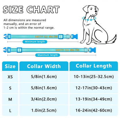 Personalized Glow in the Dark Dog Collar – Custom Embroidered Name & Phone Number, Luminous Night Safety Collar for Small Medium & Large Dogs, Anti-Lost Design in XS/S/M/L, 5 Colors Available
