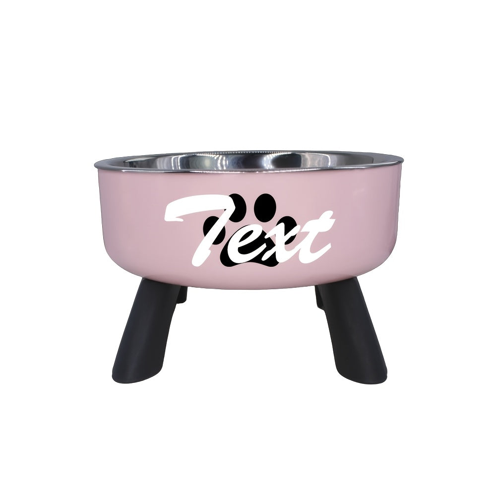 Personalized Stainless Steel Elevated Pet Bowl for Small Dogs – Anti-Slip Raised Feeder with Custom Name & Pattern, Neck Protection Design, Easy Clean Dog Food Water Dish