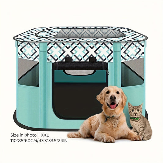 Foldable Pet Playpen with Storage Bag – Portable Indoor Outdoor Dog Cat Exercise Kennel & Puppy Kitten Playpen, 4 Sizes M/L/XL/XXL for Cats Dogs Rabbits, Travel & Camping Ready