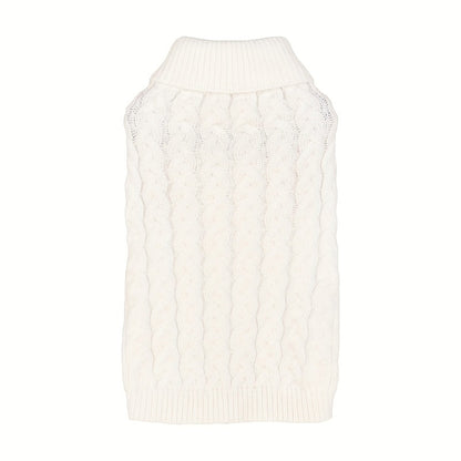 Casual Twist Knit Dog Sweater - Elastic Solid Color Two-Leg Comfortable Pullover for Small Dogs, Teddy & Bichon Dog Clothes, 8 Colors & 5 Sizes XS-XL (White/Burgundy/Grey/Blue/Pink & More)