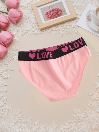 10-Pack Women's Cotton Panties Heart Print Briefs Wide Waistband Breathable Soft Underwear S-5XL Plus Size Ladies Multipack