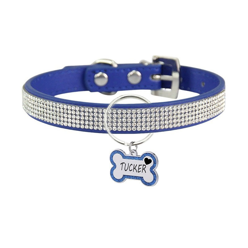 Personalized Pet Collar with Rhinestone Diamond Decoration & Free Engraved ID Tag – Adjustable Anti-Lost Cat & Dog Collar – Japanese Style Bling Collar for Small Medium Dogs & Cats, Multiple Colors & Sizes