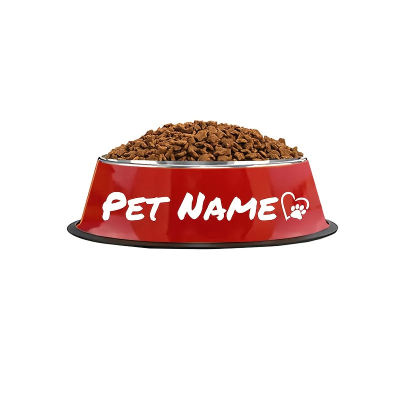 Personalized Stainless Steel Dog & Cat Bowl - Custom Engraved Pet Name Bowl with Paw Print Heart Crown Design, Anti-Tip Non-Slip, 200ml/400ml/1000ml, Food & Water Dish Gift