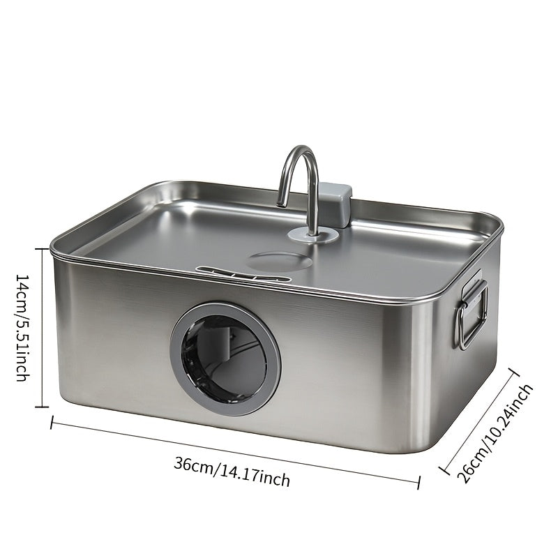 IDEAZOOS Large Dog Water Fountain 12L / 3.17 Gal - 304 Stainless Steel, Ultra Quiet, Water Level Window, Dry Burn Protection, Red/Blue Indicator - Easy to Clean, No Battery - Multi-Pet