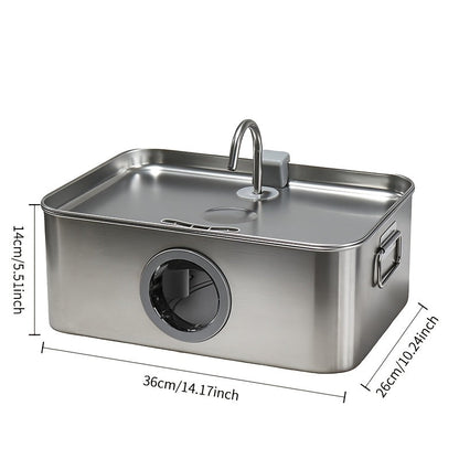 IDEAZOOS Large Dog Water Fountain 12L / 3.17 Gal - 304 Stainless Steel, Ultra Quiet, Water Level Window, Dry Burn Protection, Red/Blue Indicator - Easy to Clean, No Battery - Multi-Pet