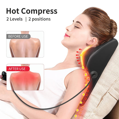 Shiatsu Neck & Shoulder Massager with Heat - Kneading, Rolling & Vibrating for Neck Traps Back Legs, Portable for Home Office Travel, Gift for Men & Women - Black & Brown