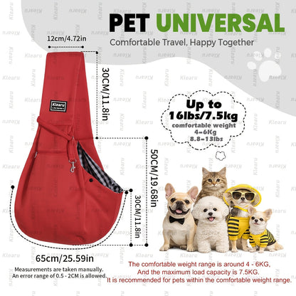 Pet Sling Carrier Bag for Cats & Dogs up to 14 lbs - Small Dog Cat Crossbody Shoulder Bag with Zipper Pocket - Hands-Free Outdoor Travel Pet Carrier Sling for Cats Dogs - Halloween Christmas Pet Gift