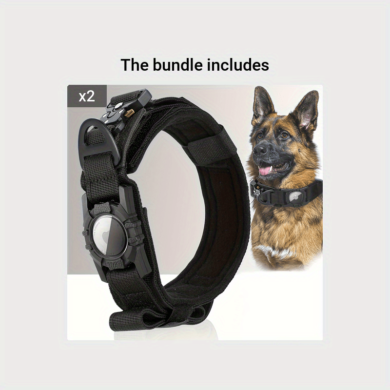 Tactical Dog Collar with GPS Holder - Military Style Heavy Duty Nylon Collar for All Breeds, Adjustable Secure Fit Training Collar, 5 Colors 4 Sizes (M/L/XL) for Large & Medium Dogs