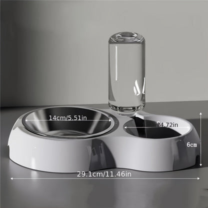 Tilted Anti-Slip Pet Feeder and Waterer Bowl Set - Ergonomic Tilt Design for Cats & Dogs, No Battery Required, Promotes Healthy Eating Posture, Easy-Clean Feeding & Drinking Station for Indoor Pets