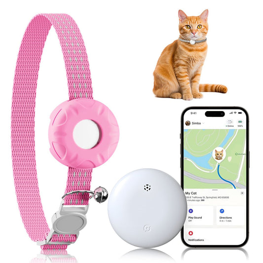 Cat Tracker Lightweight GPS Tracker for Cats – Works with Apple Find My & Android Find My Device, Real-Time Location, No Monthly Fee, Smart Zone Alerts, Anti-Loss Pet Tracking Device for Cat Collar