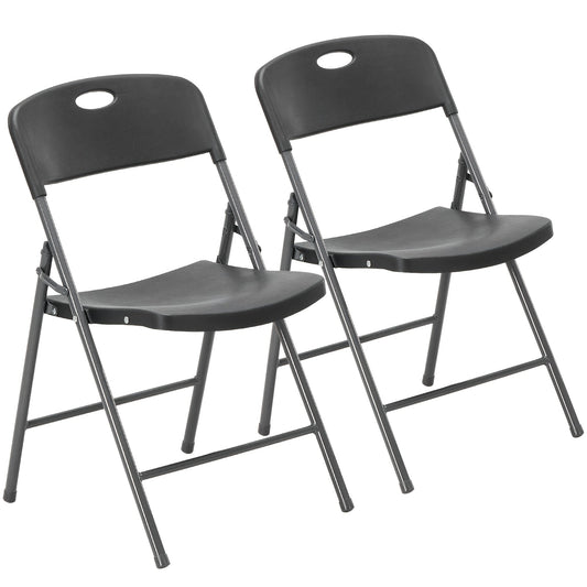Plastic Folding Chairs 375LB Heavy Duty Lightweight Foldable Set of 2 4 6 for Office Party Outdoor Events Camping Wedding Black White